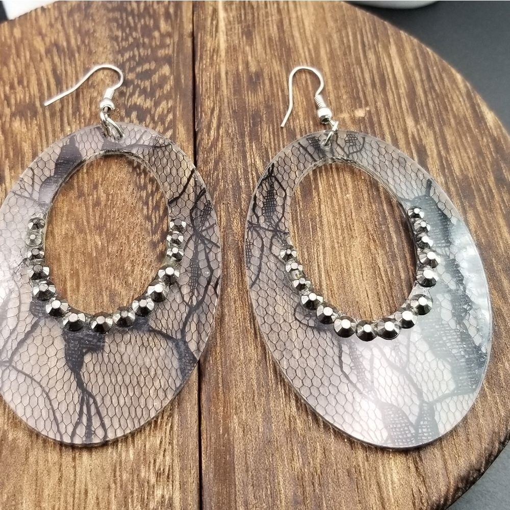 Sexy fishnet lace earrings E0302 - Picture 3 of 3
